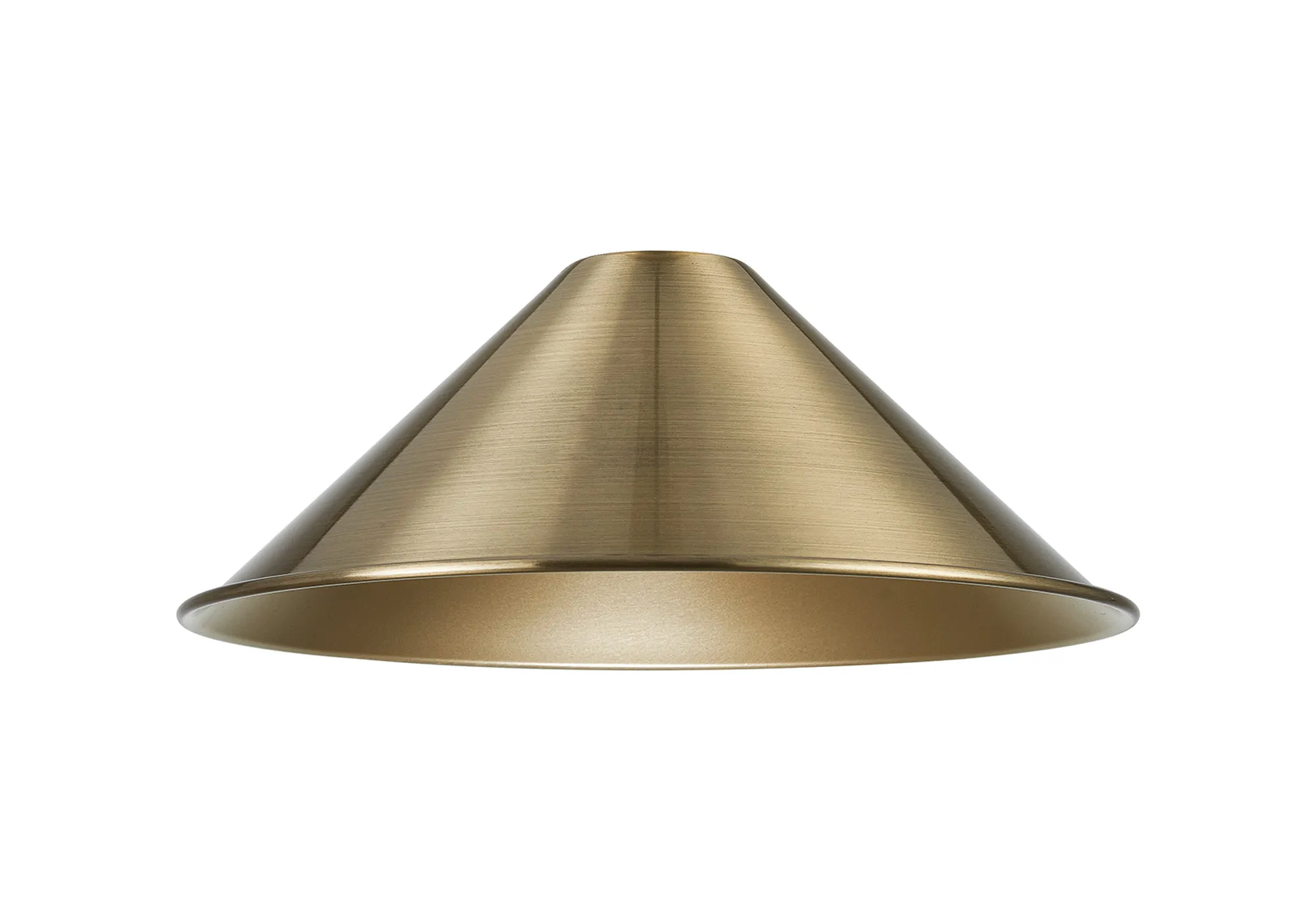 D1032/AB  Dreifa Curved 300mm Shallow Cone (MA) Antique Brass/Gold Metal Shade